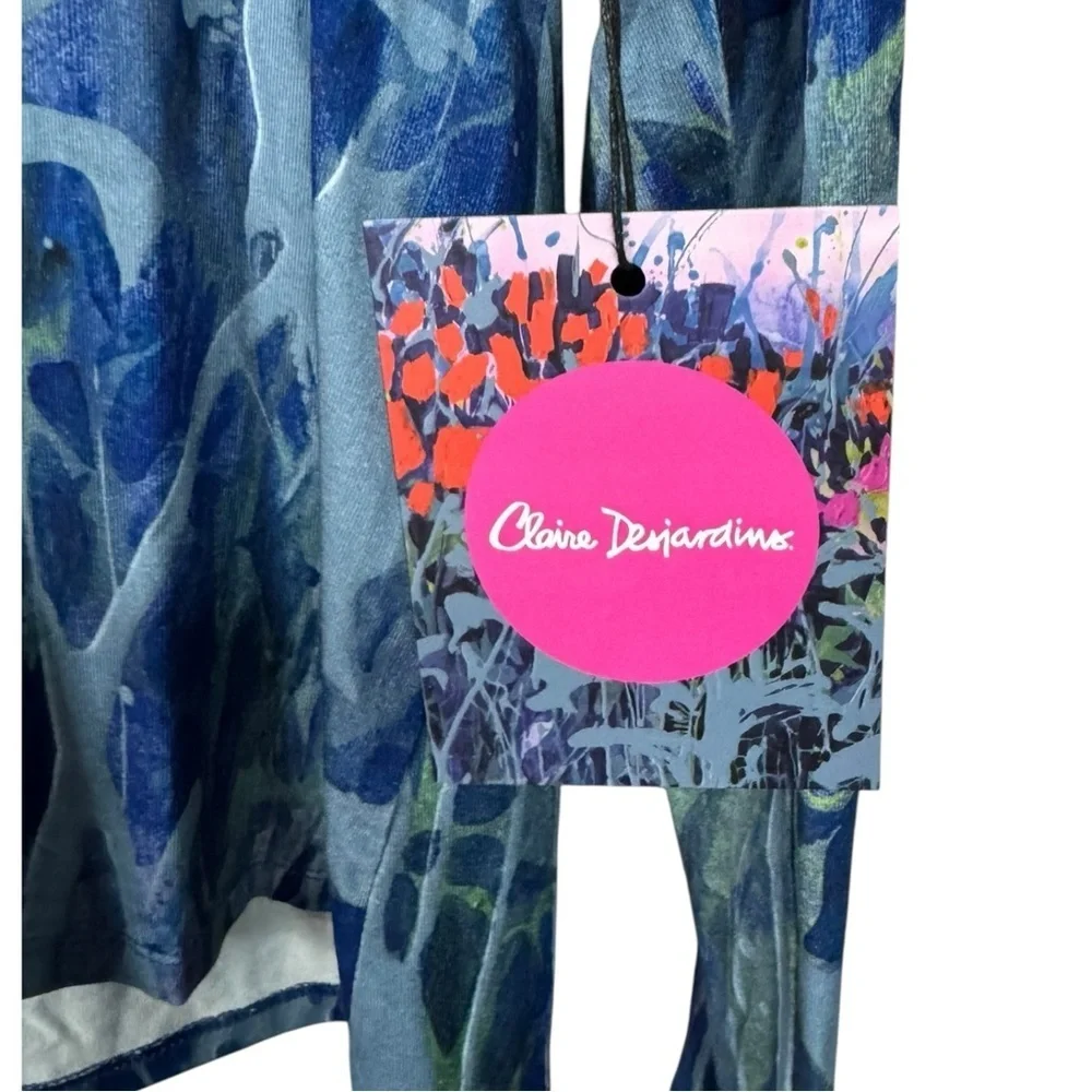 Claire Desjardins Abstract Floral Knit V Neck Blouse Large NWT - Picture 4 of 10